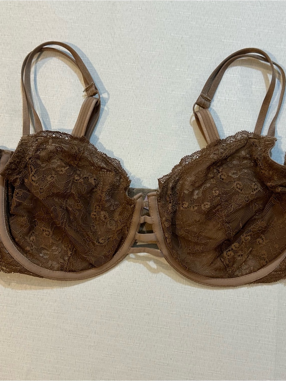 Parisa Brown Lace Longline Bra 34DD